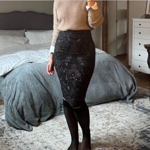 AllSaints Hand Embellished Pencil Skirt